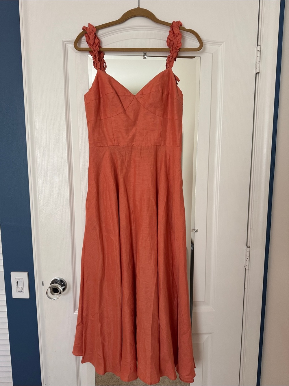 Roller Rabbit Coral Midi Dress with Ruffle Straps